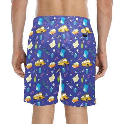 School Bus Print Design LKS307 Men's Swim Trunks Beach Shorts