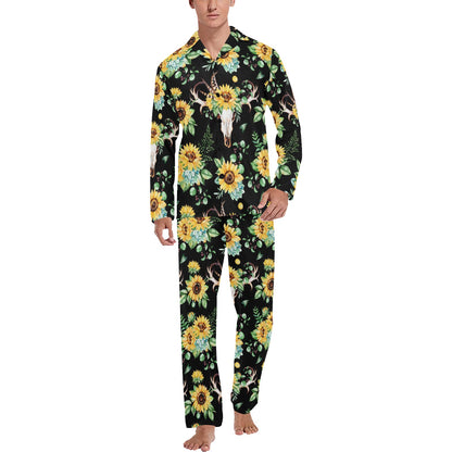 Sunflower Pattern Print Design SF08 Men's Long Pajama Set