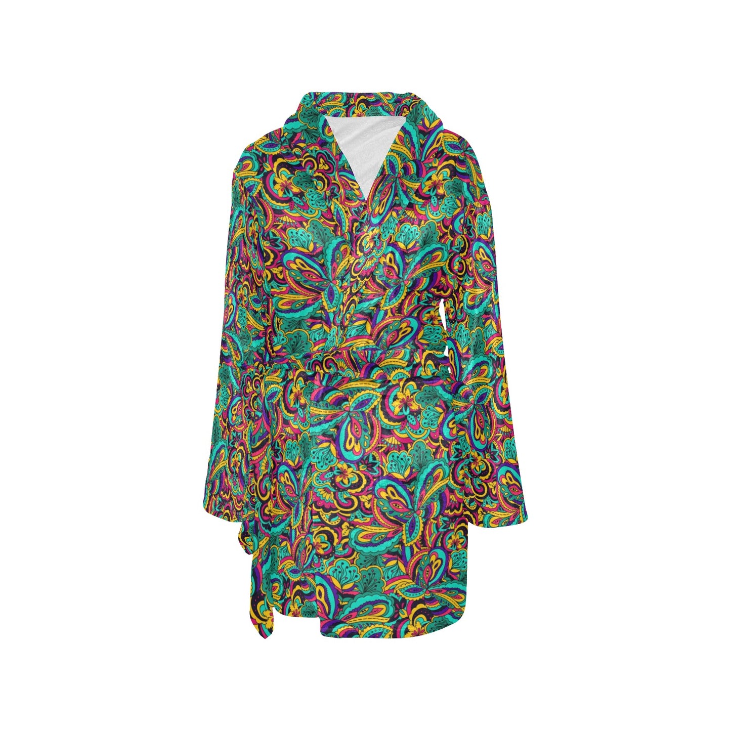 Psychedelic Trippy Floral Design Women's Fleece Robe