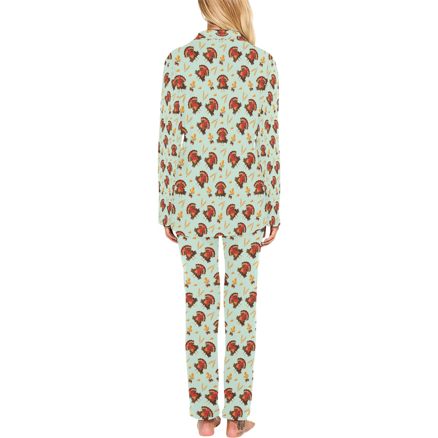 Thanksgiving Print Design LKS309 Women's Long Pajama Set