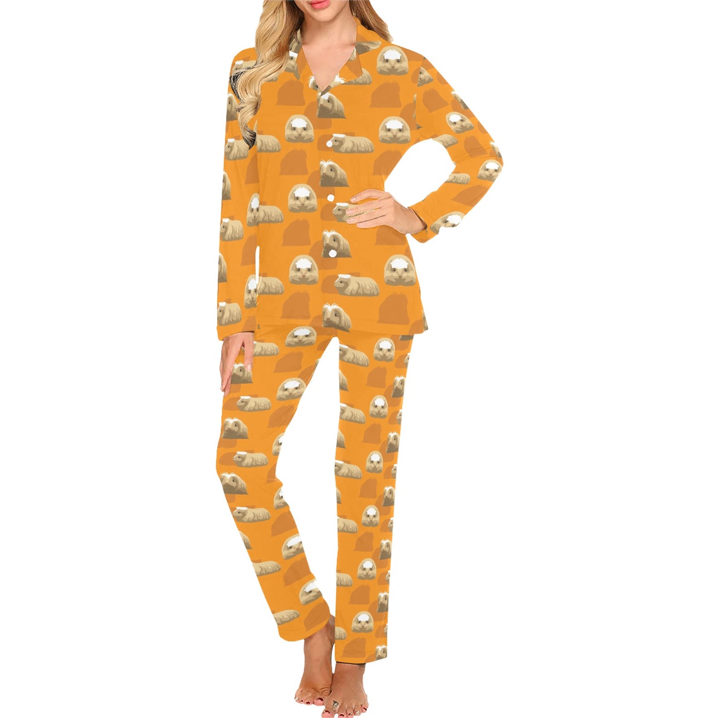 Guinea Pig Print Design LKS403 Women's Long Pajama Set