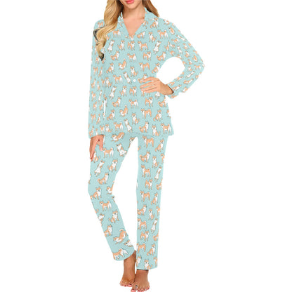 Shiba Inu Print Design LKS304 Women's Long Pajama Set