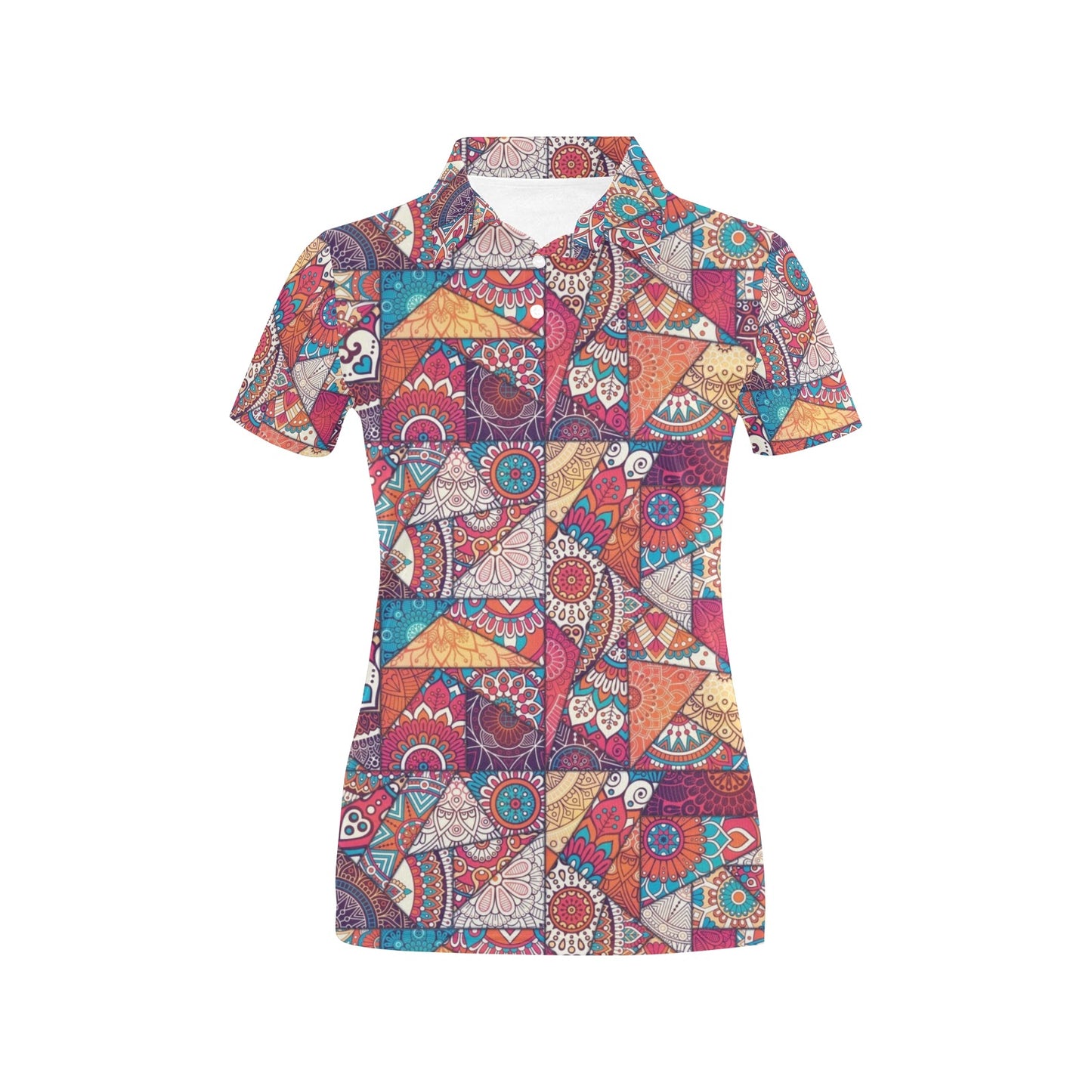 Patchwork Print Design LKS401 Women's Polo Shirt