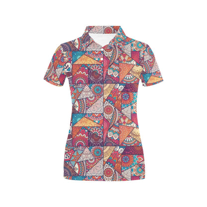 Patchwork Print Design LKS401 Women's Polo Shirt