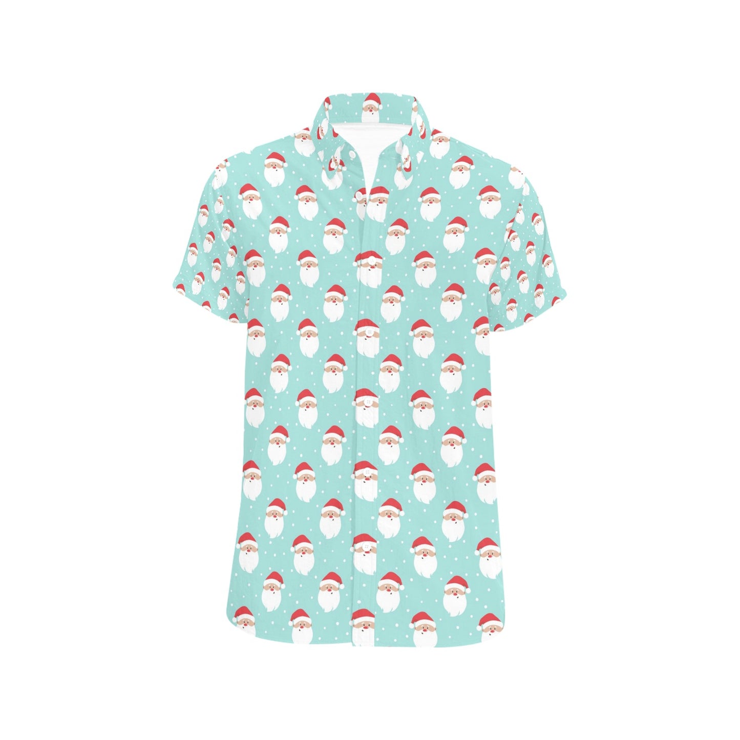 Santa Print Design LKS308 Men Short Sleeve Button Up Shirt