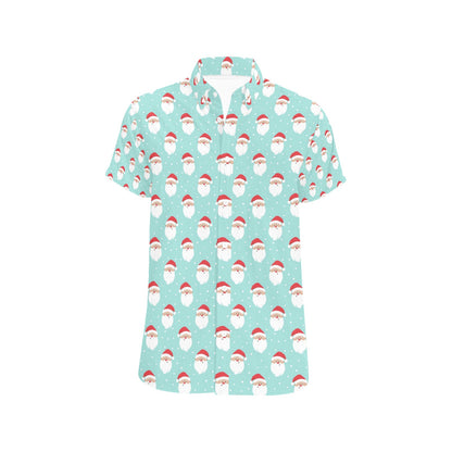 Santa Print Design LKS308 Men Short Sleeve Button Up Shirt