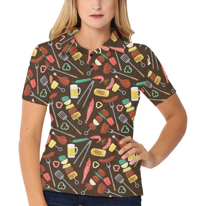 Barbecue Pattern Print Design 05 Women's Polo Shirt