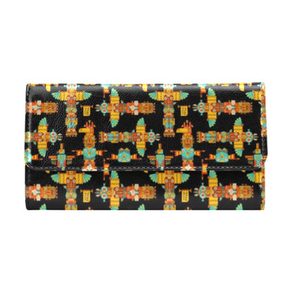 Totem Pole Cartoon Print Women's Trifold Wallet