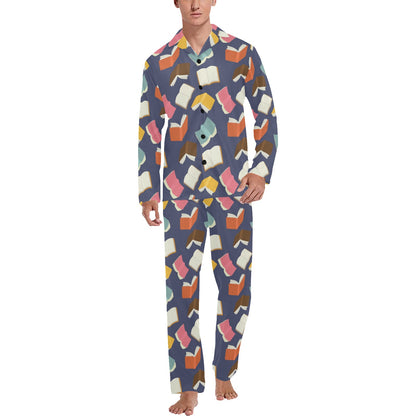 Book Pattern Print Design 01 Men's Long Pajama Set