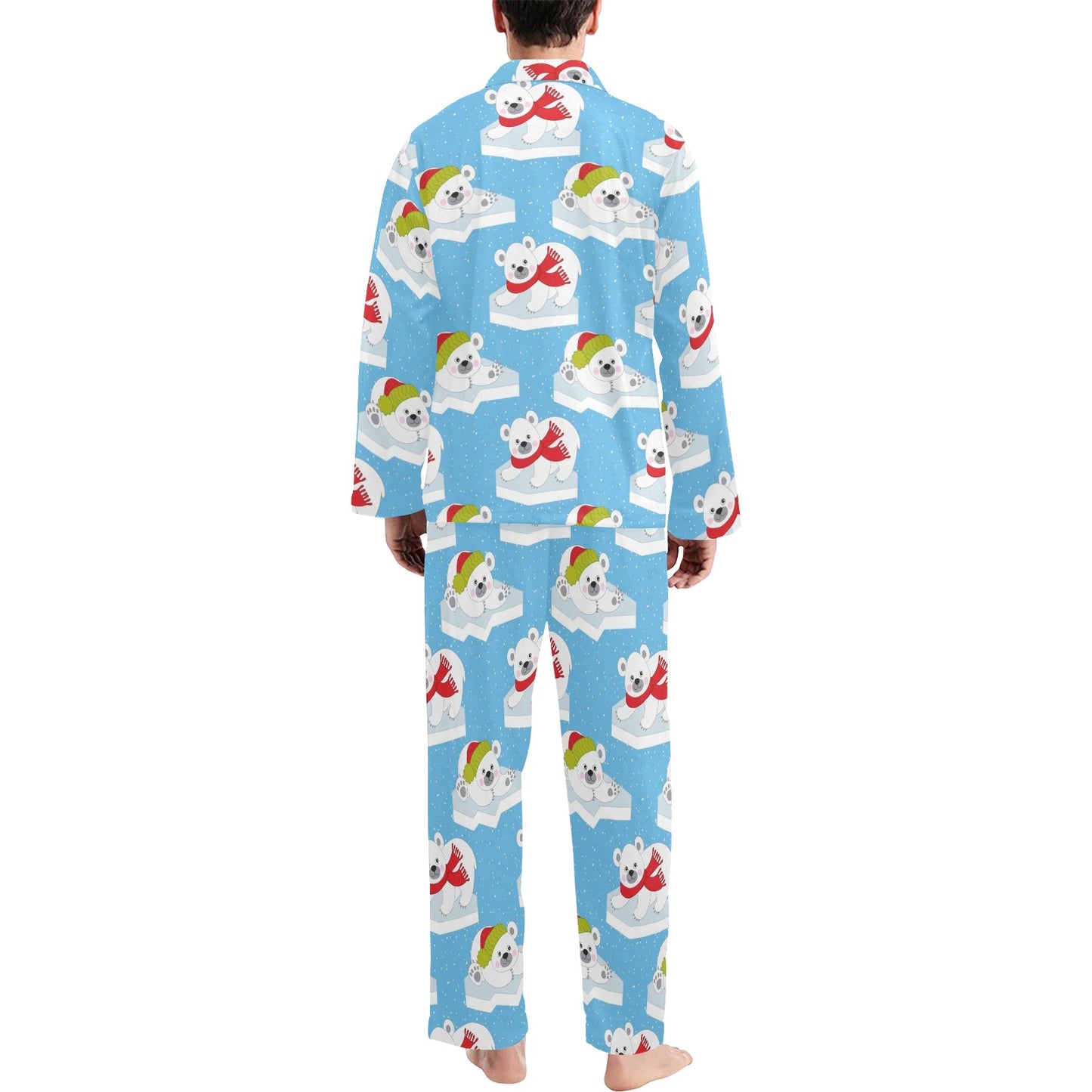 Polar Bear Pattern Print Design PB06 Men's Long Pajama Set
