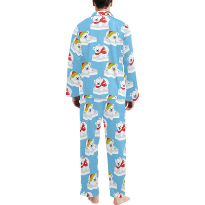 Polar Bear Pattern Print Design PB06 Men's Long Pajama Set