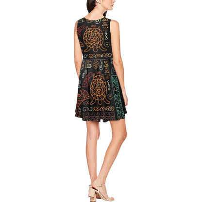 Polynesian Pattern Print Design A04 Sleeveless Dress
