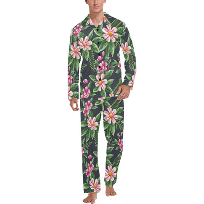Summer Floral Pattern Print Design SF010 Men's Long Pajama Set
