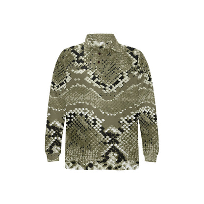 Python Pattern Print Design A04 Long Sleeve Polo Shirt For Men's
