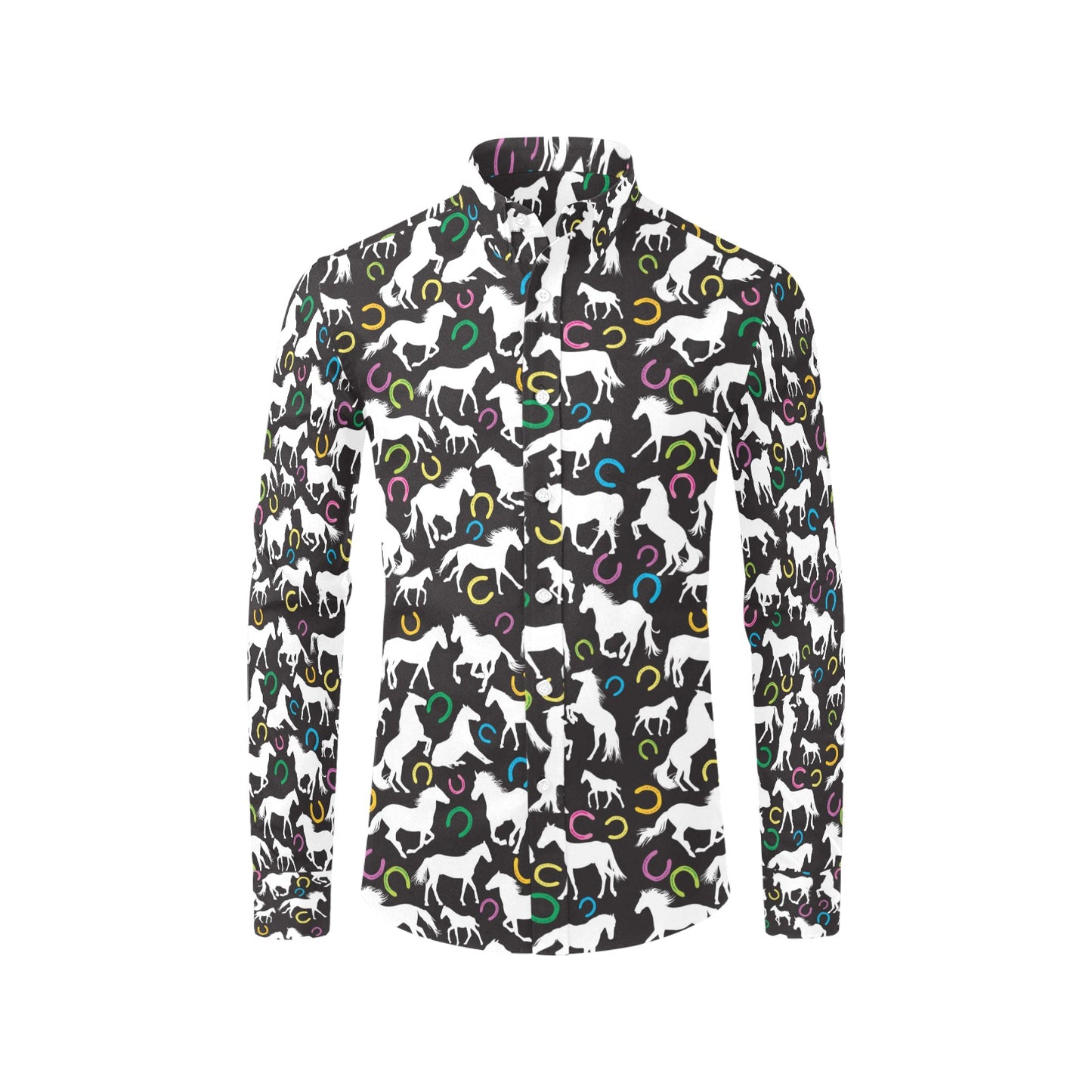 Horse Hoof Colorful Print Design LKS301 Men's Long Sleeve Dress Shirt