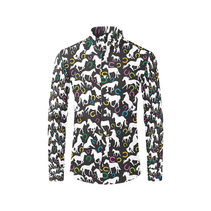Horse Hoof Colorful Print Design LKS301 Men's Long Sleeve Dress Shirt