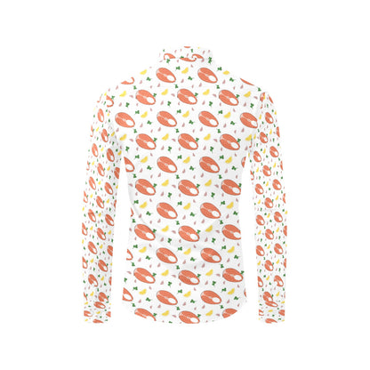 Salmon Steak Print Design LKS303 Men's Long Sleeve Dress Shirt