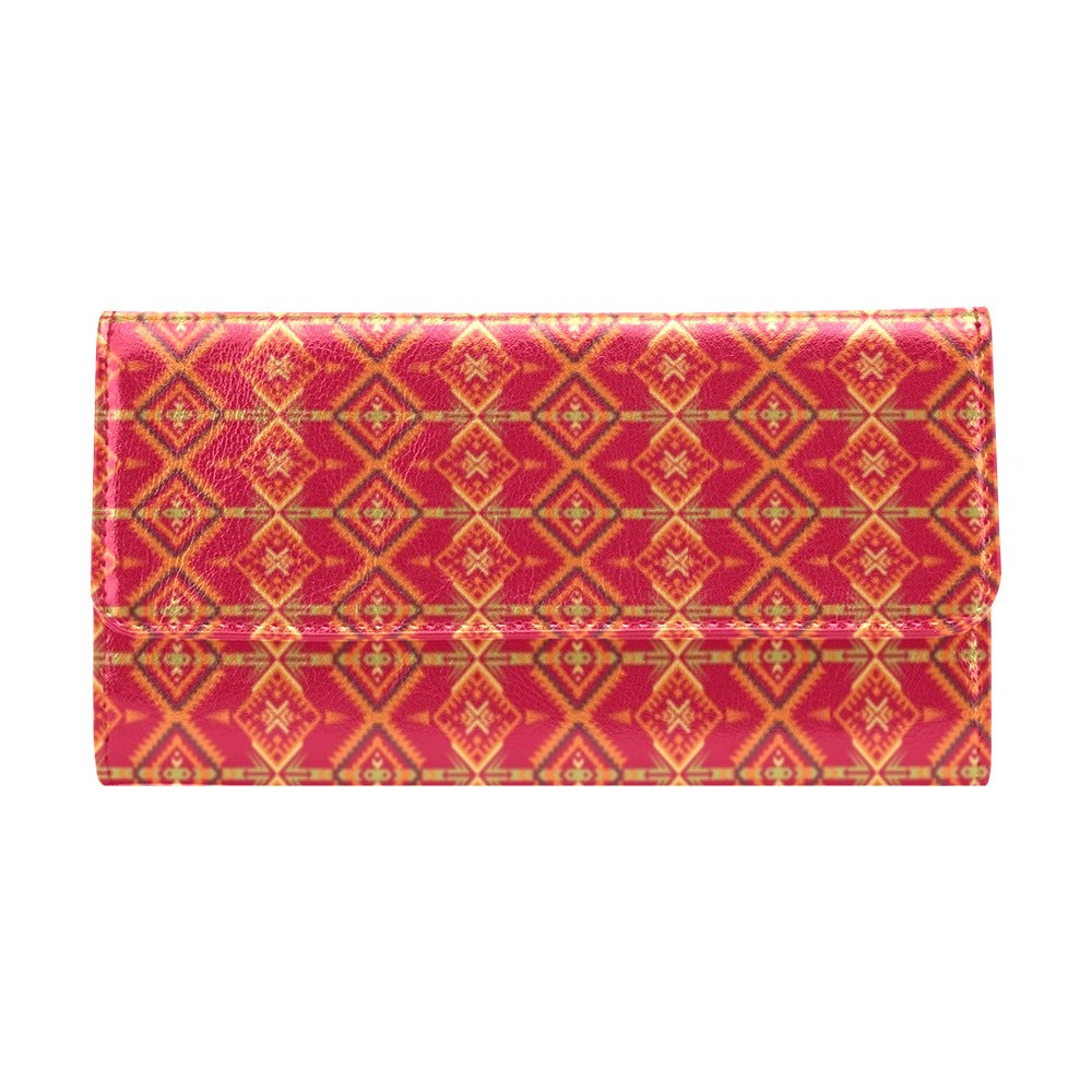 Southwest Aztec Design Themed Print Women's Trifold Wallet