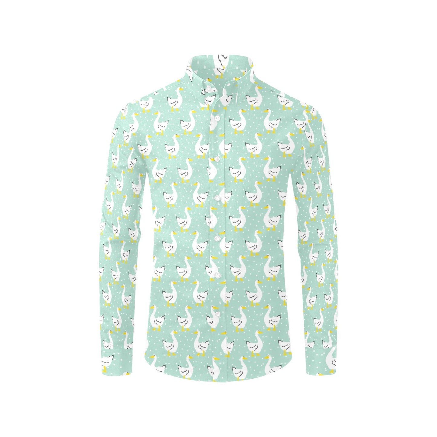 Goose Print Design LKS404 Men's Long Sleeve Dress Shirt