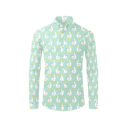Goose Print Design LKS404 Men's Long Sleeve Dress Shirt