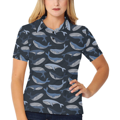 Whale Print Design LKS301 Women's Polo Shirt