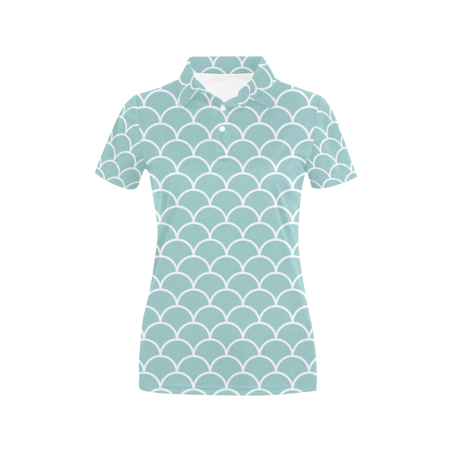 Scales Teal Pattern Print Design 02 Women's Polo Shirt