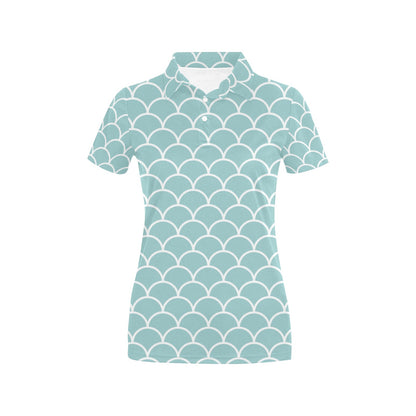 Scales Teal Pattern Print Design 02 Women's Polo Shirt