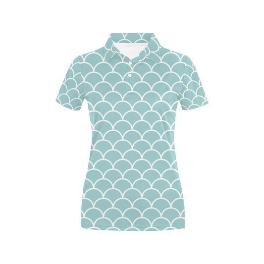Scales Teal Pattern Print Design 02 Women's Polo Shirt
