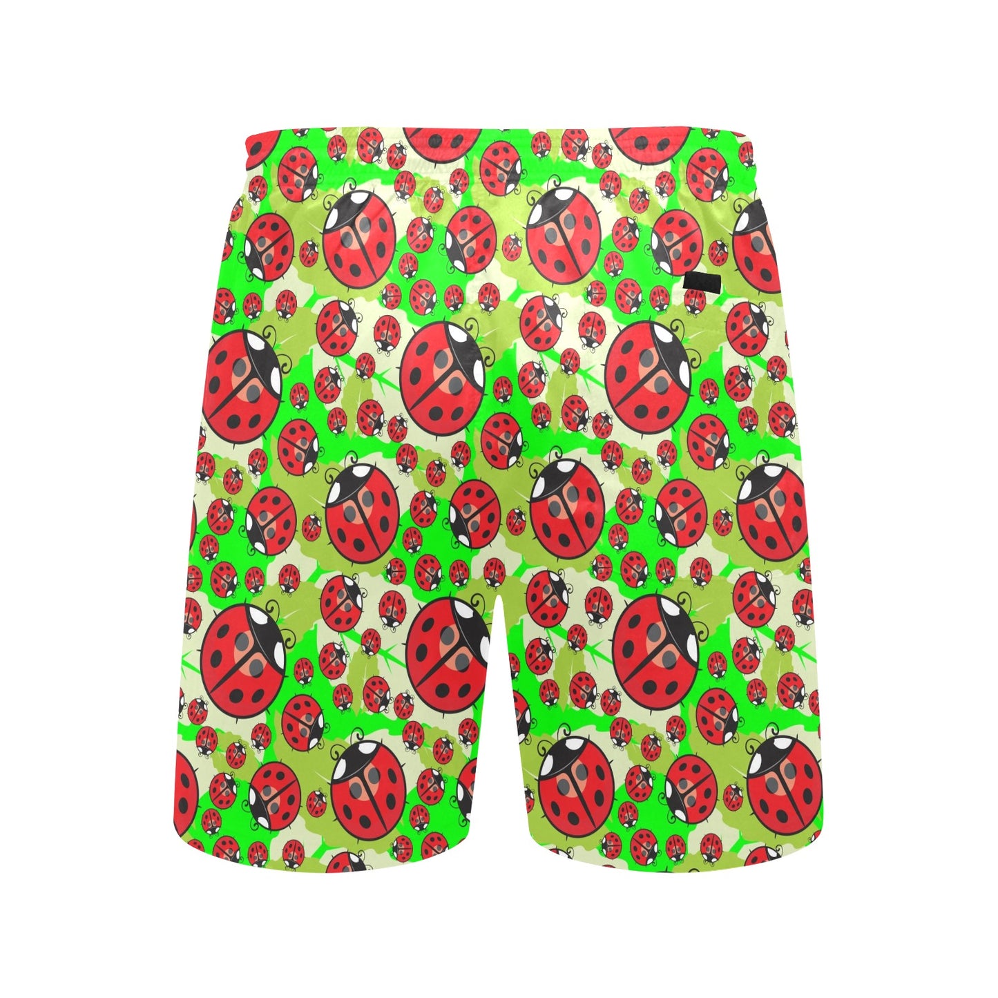 Ladybug with Leaf Print Pattern Men's Swim Trunks Beach Shorts