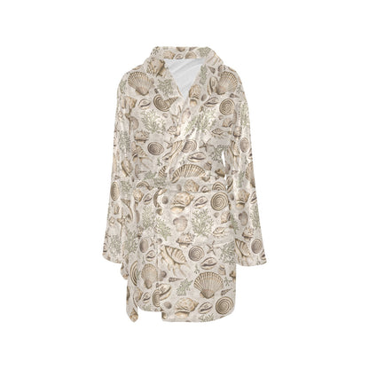 Seashell Print Design LKS304 Women's Fleece Robe