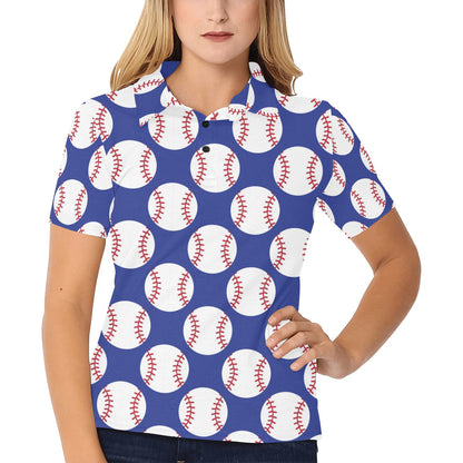 Baseball Blue Background Women's Polo Shirt