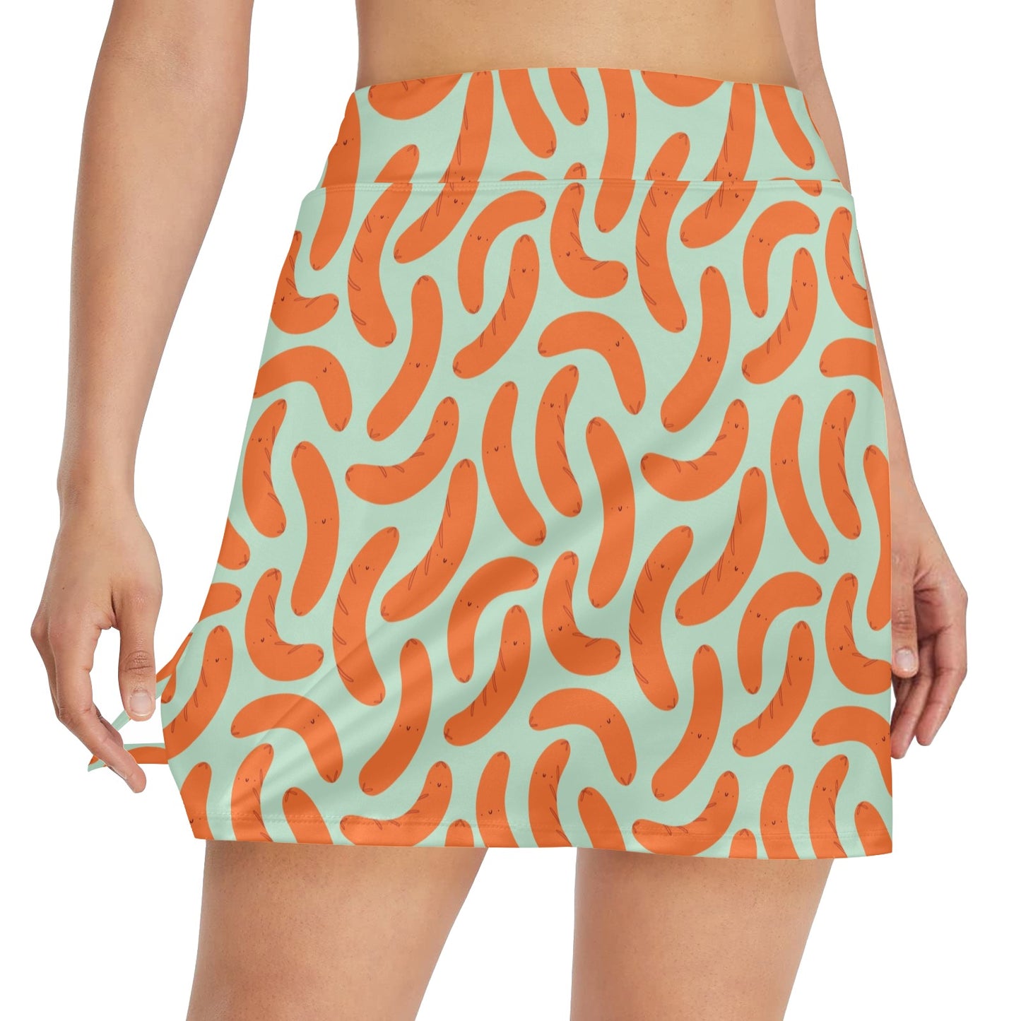 Sausage Print Design LKS304 Women's Golf Skirt with Pocket