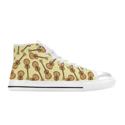 Acoustic Guitar Print Design LKS402 Men's High Top Canvas Shoes