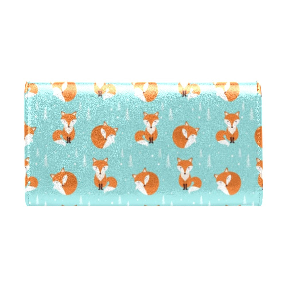 Fox Design Snow Print Pattern Women's Trifold Wallet