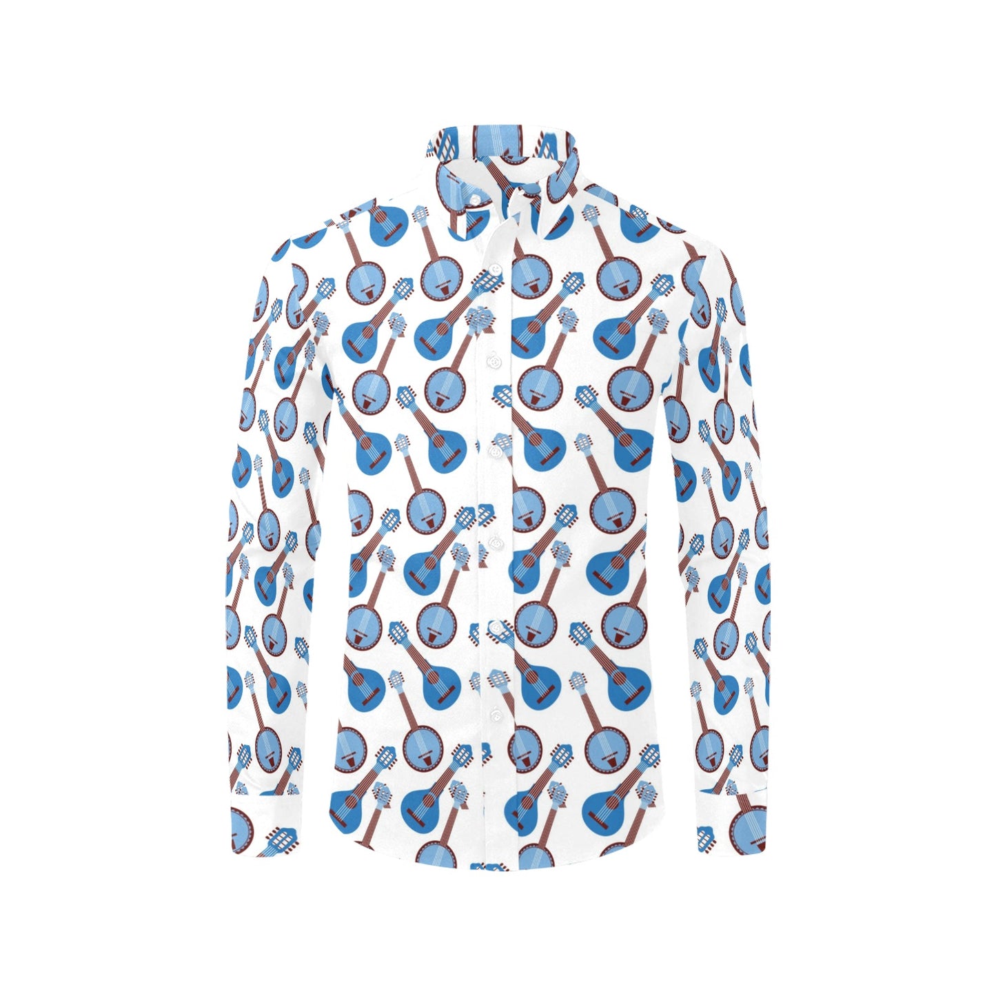 Banjo Print Design LKS401 Men's Long Sleeve Dress Shirt