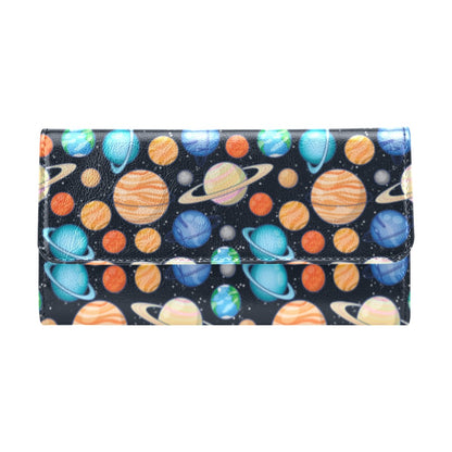 Planet Colorful Print Design LKS301 Women's Trifold Wallet