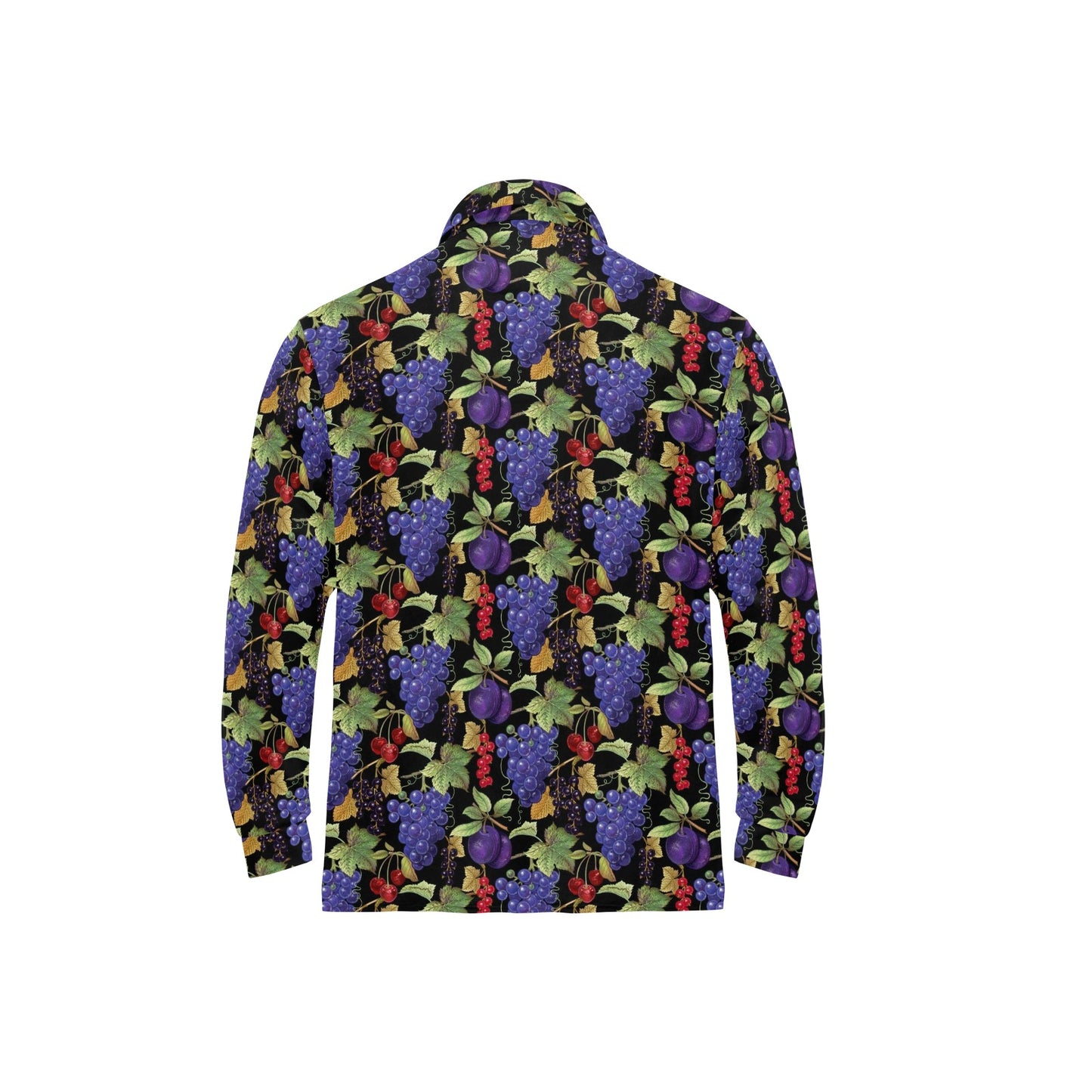 Grape Pattern Print Design GP05 Long Sleeve Polo Shirt For Men's