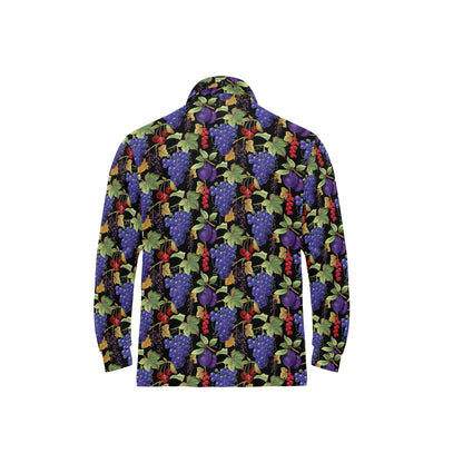 Grape Pattern Print Design GP05 Long Sleeve Polo Shirt For Men's