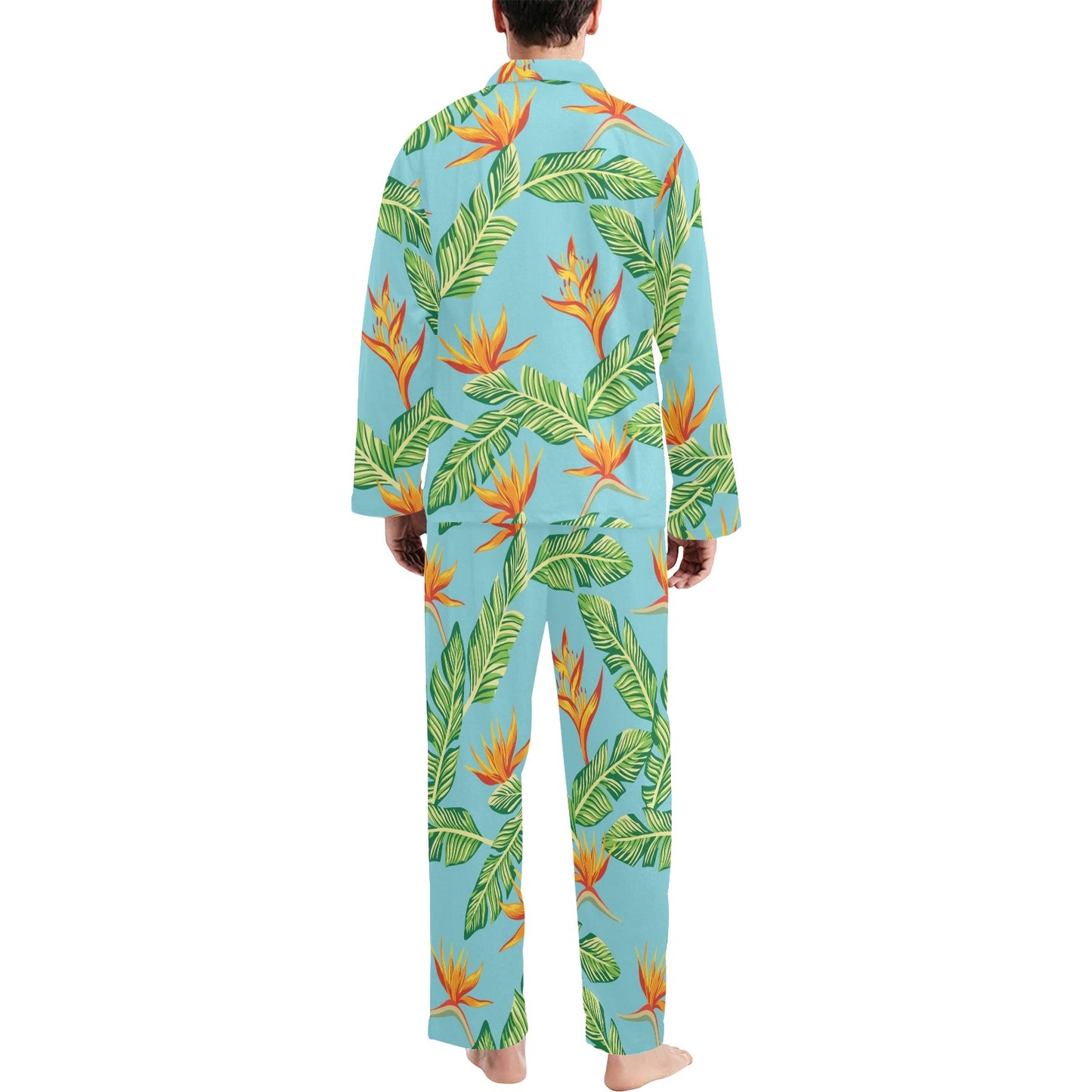 Bird Of Paradise Pattern Print Design BOP04 Men's Long Pajama Set