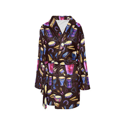 Percussion Neon Pattern Print Design 04 Women's Fleece Robe