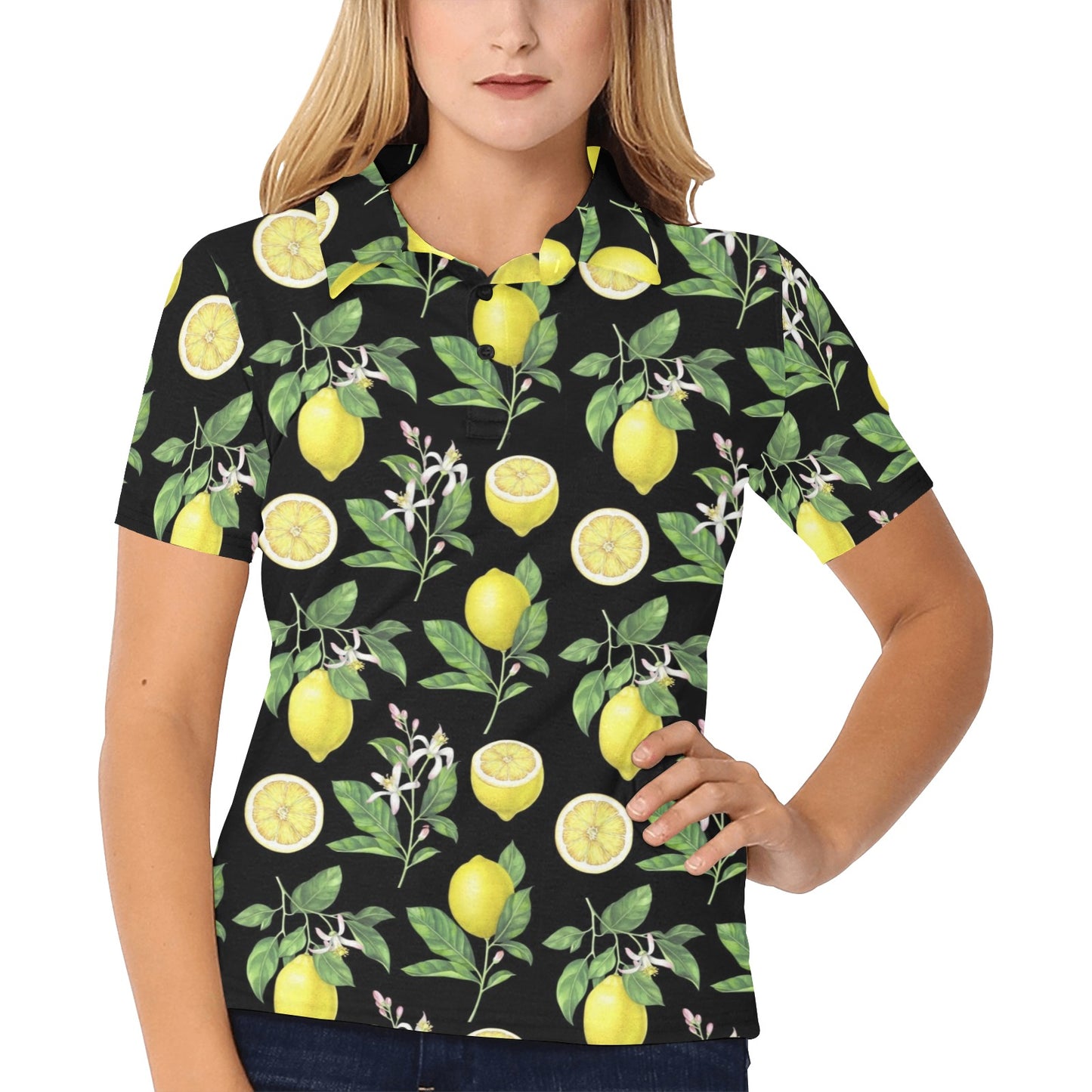 Lemon Pattern Print Design LM02 Women's Polo Shirt