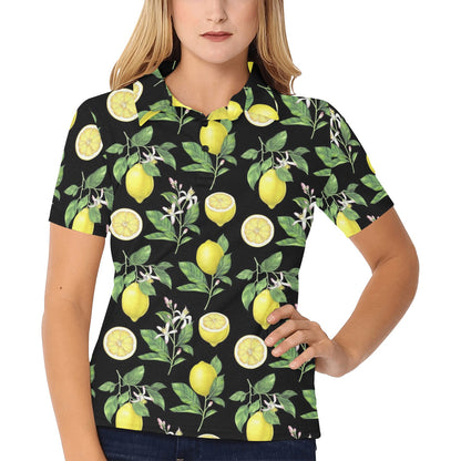 Lemon Pattern Print Design LM02 Women's Polo Shirt