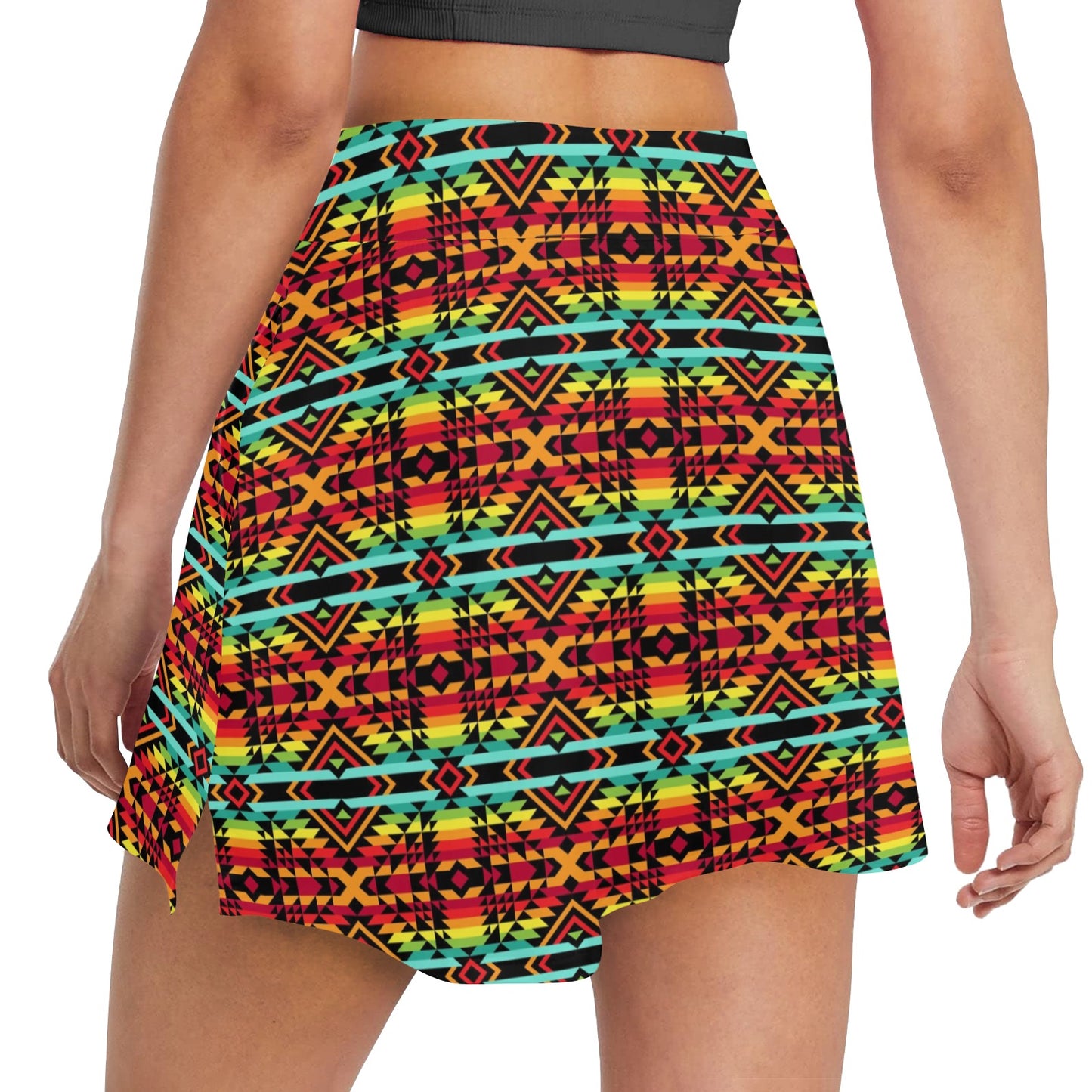 Kente Red Design African Print 17" Golf & Pickleball Skort with Pockets