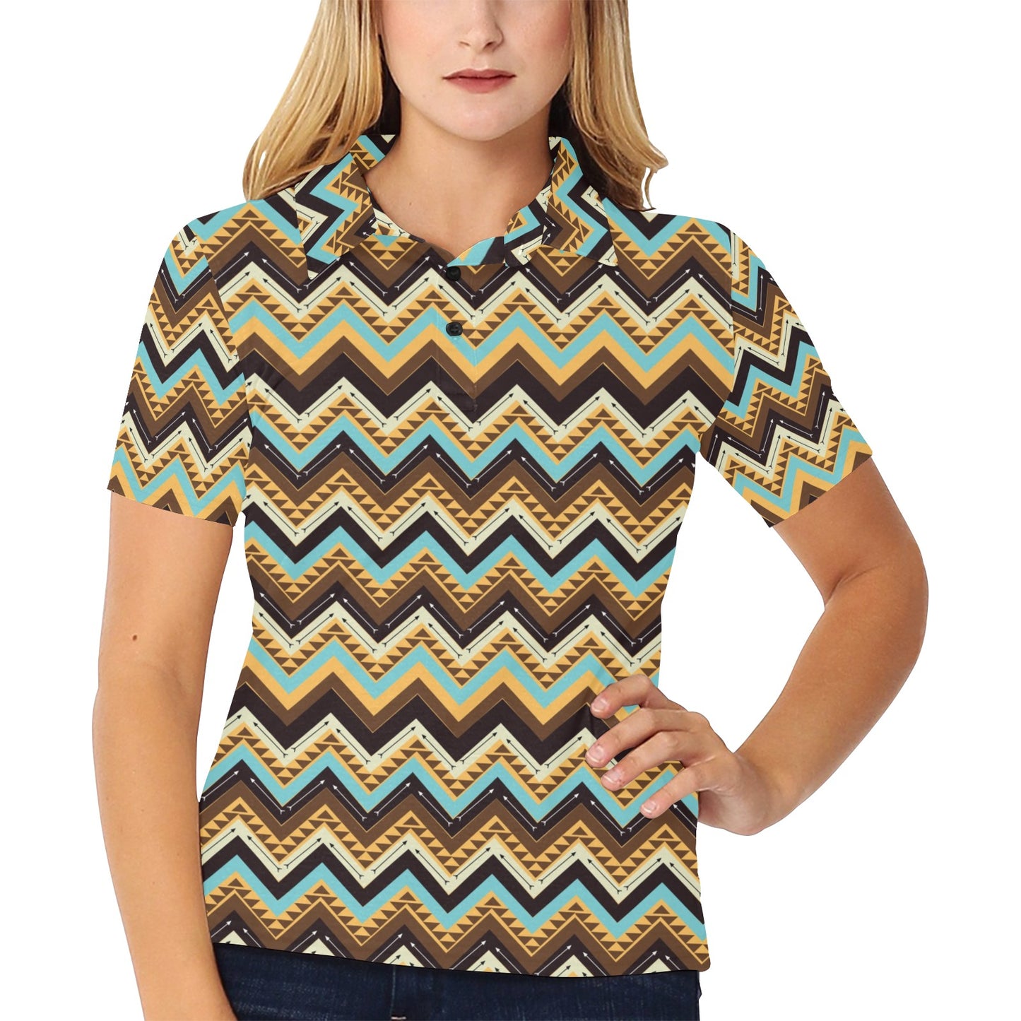 Southwest Pattern Print Design LKS301 Women's Polo Shirt