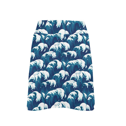 Ocean Wave Pattern Print 17" Golf & Pickleball Skort with Pockets