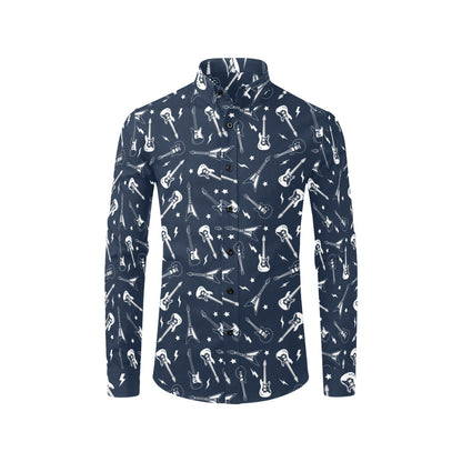 Electric Guitar Print Design LKS402 Men's Long Sleeve Dress Shirt
