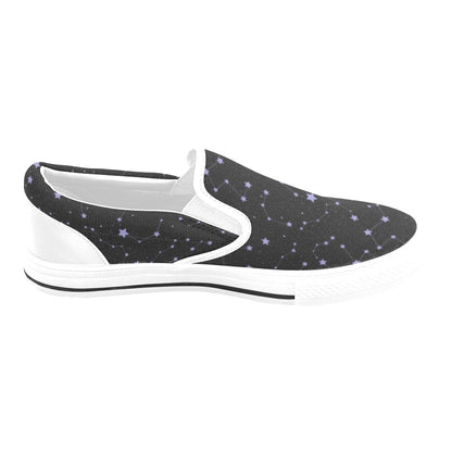 Star Print Design LKS303 White Slip Ons Canvas Women's Shoes