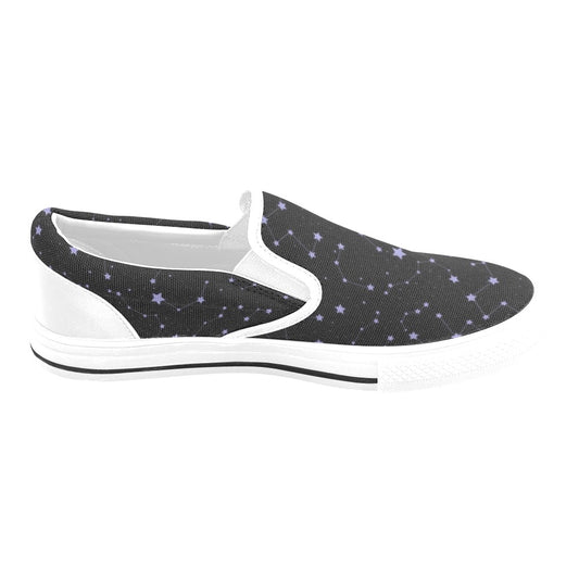Star Print Design LKS303 White Slip Ons Canvas Women's Shoes