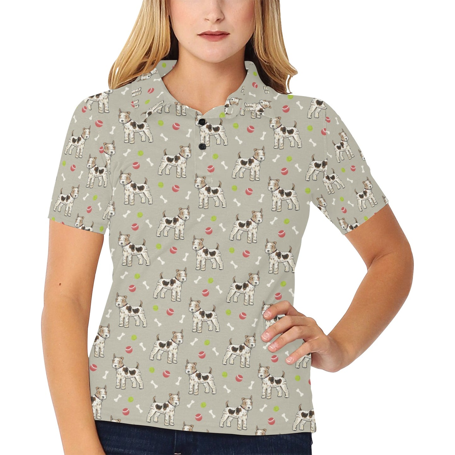 Toy Fox Terriers Print Design LKS301 Women's Polo Shirt