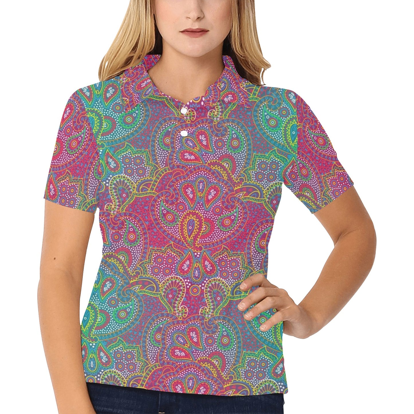 Boho Pattern Print Design 02 Women's Polo Shirt